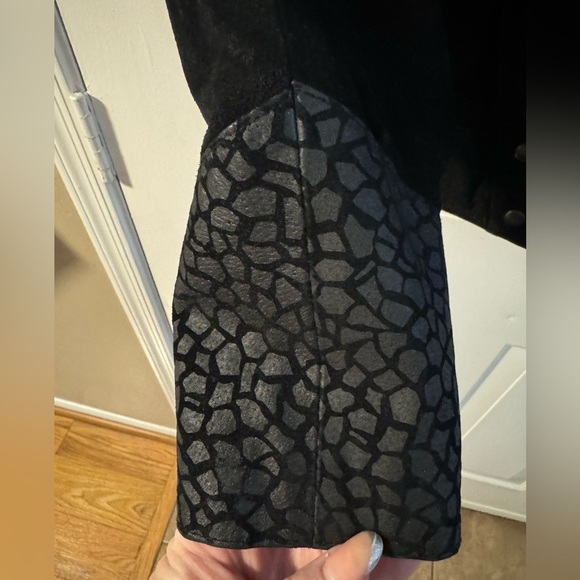 VTG 80s Leather Collared Moto Jacket Animal Print Unique Stranger Things Funky - Picture 2 of 14